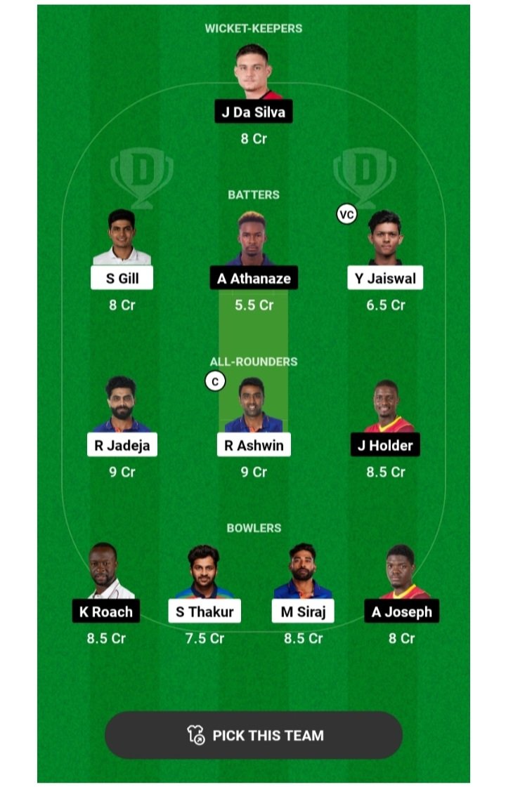 WI vs IND Today 2nd Test Match Dream11 Team Prediction: आज के मुकाबले में इस खिलाड़ी को बनाए कप्तान और उपकप्तान, जल्दी से टीम बनाकर लाखों-करोड़ों कमाए