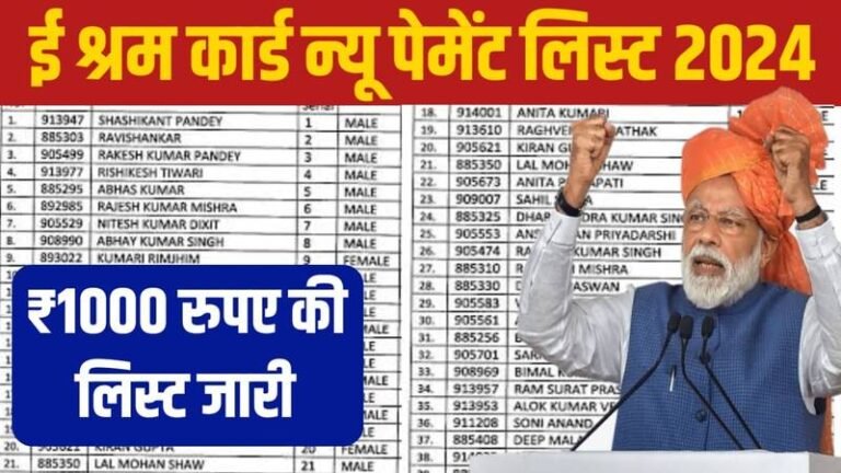 E Shram Card New Payment List 2024: ई श्रम कार्ड का पैसा आना शुरू, यहाँ से चेक करें अपना नाम