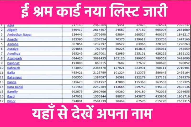 New E Shram Card List 2024: ई श्रम कार्ड की ₹1000 रुपए की नई किस्त जारी, यहाँ से ई श्रम कार्ड की नई लिस्ट में नाम चेक करें