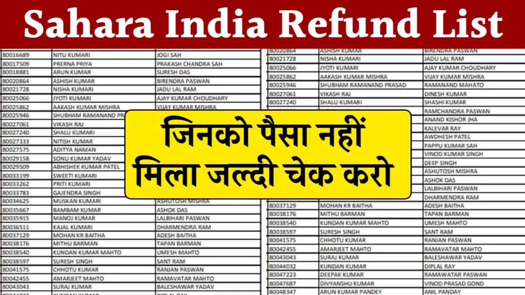 Sahara India Refund List 2024: सहारा इंडिया की रिफंड लिस्ट जारी, यहाँ से चेक करें